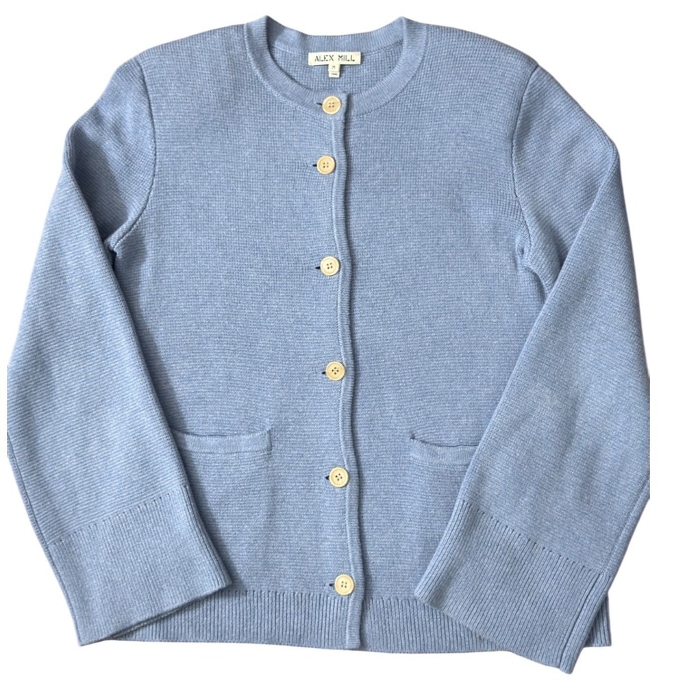 Alex Mill Provence Sweater Jacket Dolly Blue Button Size M NWOT Pristine - Picture 7 of 14